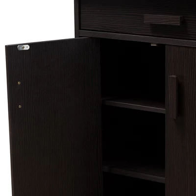 Bienna Modern And Contemporary Finished Shoe Cabinet Dark Brown - Baxton Studio 7 Bienna Modern And Contemporary Finished Shoe Cabinet Dark Brown - Baxton Studio - Image 7
