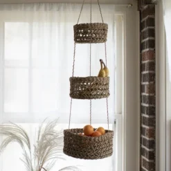 Natural Seagrass 3 Tiered Hanging Basket - Foreside Home & Garden -Storage Store GUEST f6279794 9527 476c 9e4c 0e0d6c675dbb