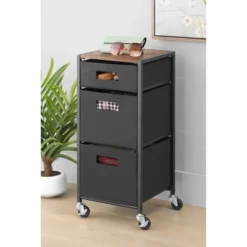 Whitmor Rolling 3 Drawer Cart Black -Storage Store GUEST f66cc5d8 3bb9 4bc6 bb32 dba396428e9e