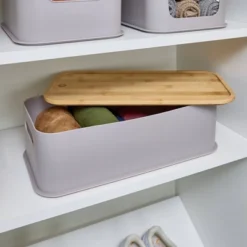 Large Handled Bin With Bamboo Lid Porpoise - IDESIGN -Storage Store GUEST f6db6c91 00f6 4c32 8de2 d58738bf0574