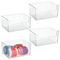 MDesign Open Front Plastic Storage Bin For Cube Furniture, 12" W, 4 Pack - Clear -Storage Store GUEST f8c3a4ad 07cb 4347 9632 c63a792ab8a6