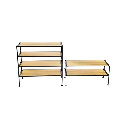 Seville Classics 2 Tier Stackable Aspen Resin Slat Shoe Rack Black 9 Seville Classics 2 Tier Stackable Aspen Resin Slat Shoe Rack Black - Image 9