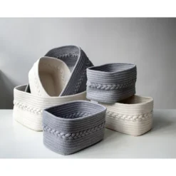 Assorted Set Of 3 Dharma Organizer Baskets - Off-White - Shiraleah -Storage Store GUEST fd30e402 33b5 4058 928f f32c0f0c3f7f